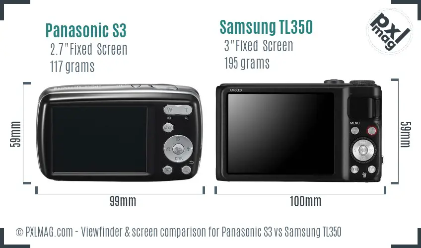 Panasonic S3 vs Samsung TL350 Screen and Viewfinder comparison