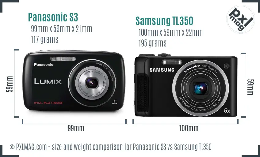 Panasonic S3 vs Samsung TL350 size comparison