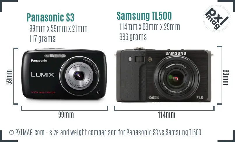 Panasonic S3 vs Samsung TL500 size comparison Panasonic S3 vs Samsung TL500 size comparison