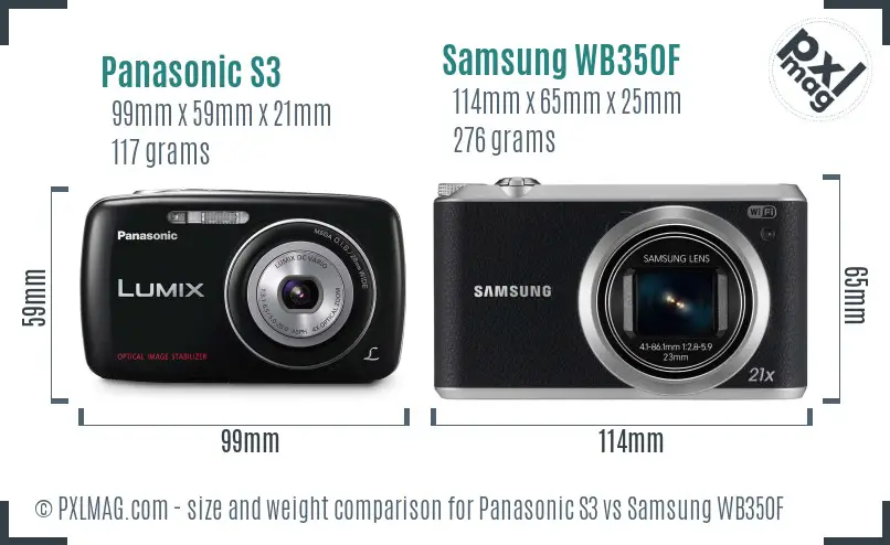 Panasonic S3 vs Samsung WB350F size comparison