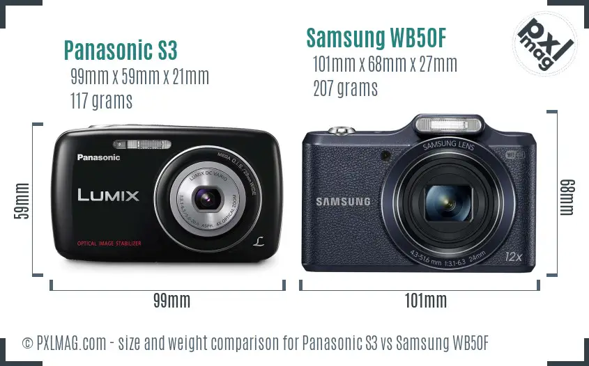 Panasonic S3 vs Samsung WB50F size comparison Panasonic S3 vs Samsung WB50F size comparison