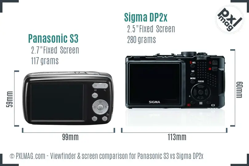 Panasonic S3 vs Sigma DP2x Screen and Viewfinder comparison