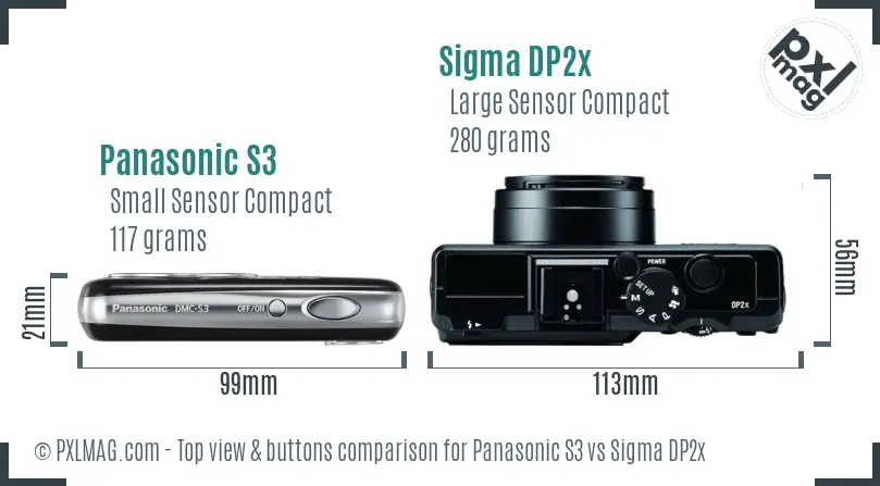 Panasonic S3 vs Sigma DP2x top view buttons comparison