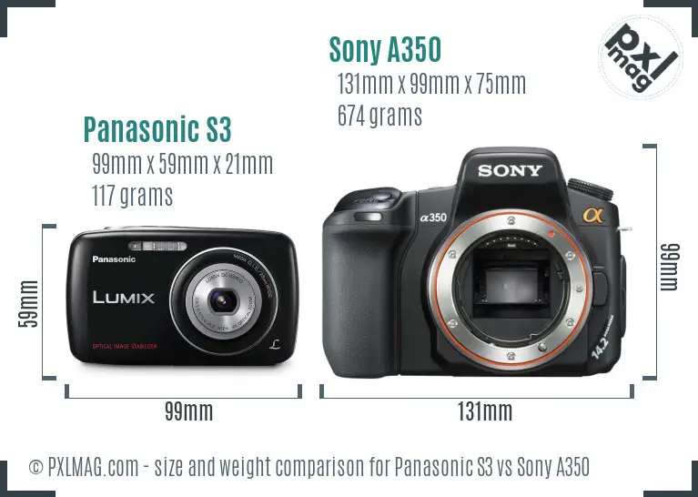 Panasonic S3 vs Sony A350 size comparison Panasonic S3 vs Sony A350 size comparison