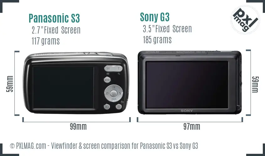 Panasonic S3 vs Sony G3 Screen and Viewfinder comparison