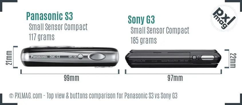 Panasonic S3 vs Sony G3 top view buttons comparison