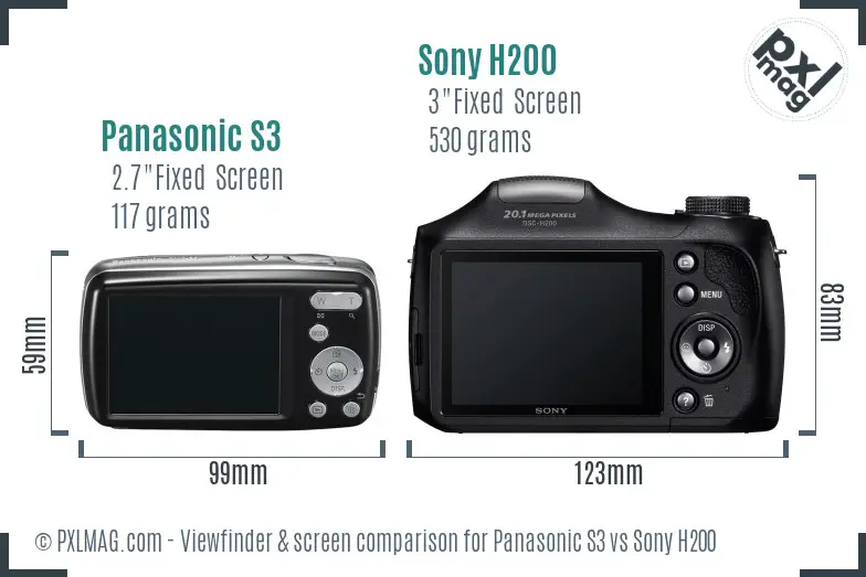 Panasonic S3 vs Sony H200 Screen and Viewfinder comparison Panasonic S3 vs Sony H200 Screen and Viewfinder comparison