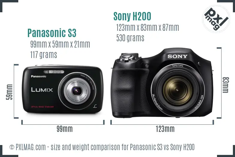 Panasonic S3 vs Sony H200 size comparison Panasonic S3 vs Sony H200 size comparison