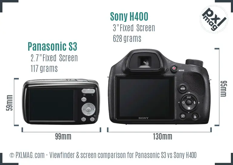Panasonic S3 vs Sony H400 Screen and Viewfinder comparison