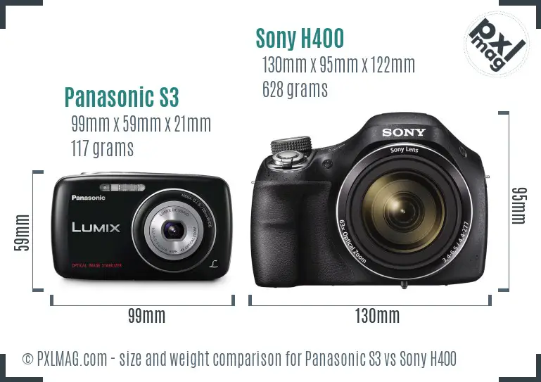 Panasonic S3 vs Sony H400 size comparison
