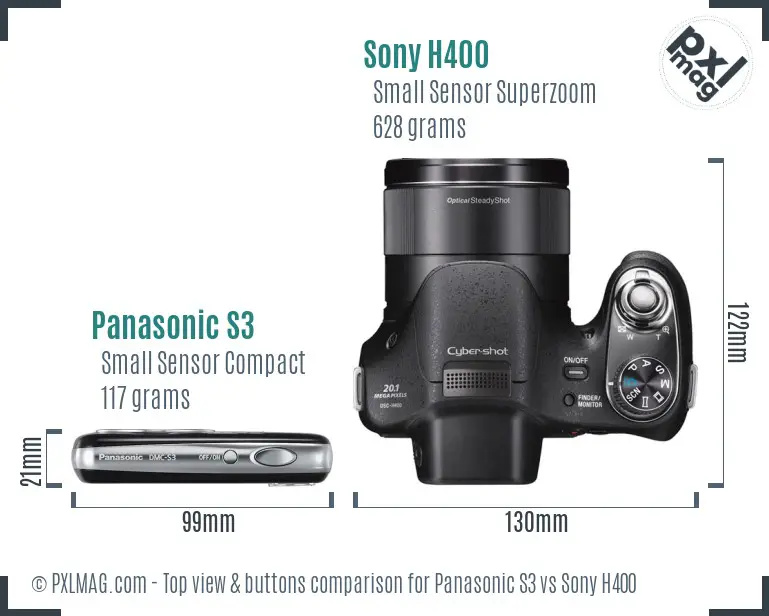 Panasonic S3 vs Sony H400 top view buttons comparison