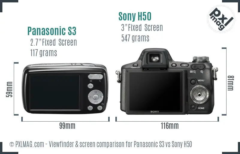 Panasonic S3 vs Sony H50 Screen and Viewfinder comparison