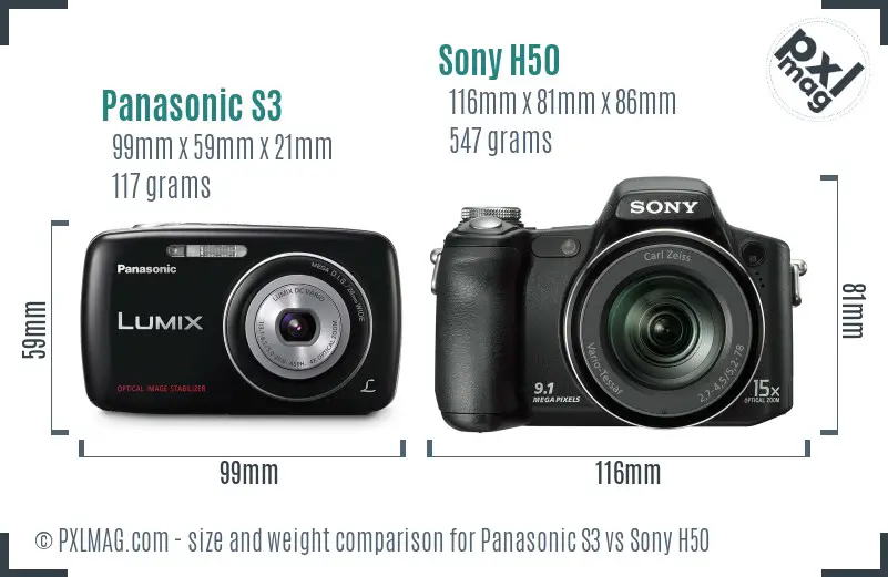 Panasonic S3 vs Sony H50 size comparison Panasonic S3 vs Sony H50 size comparison