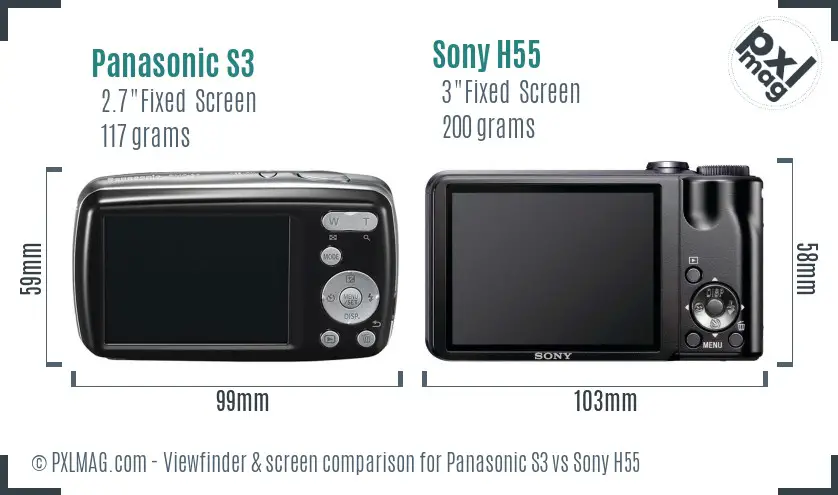 Panasonic S3 vs Sony H55 Screen and Viewfinder comparison