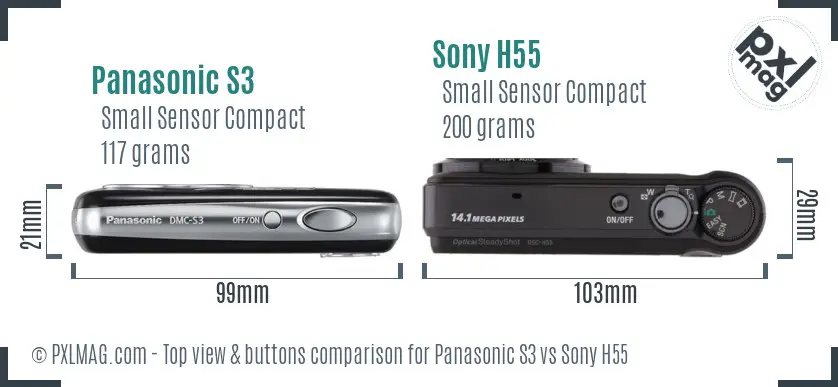 Panasonic S3 vs Sony H55 top view buttons comparison