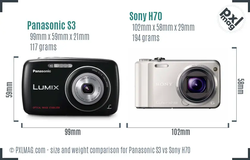 Panasonic S3 vs Sony H70 size comparison Panasonic S3 vs Sony H70 size comparison