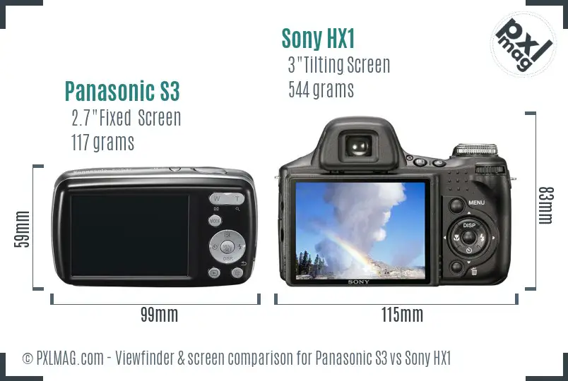 Panasonic S3 vs Sony HX1 Screen and Viewfinder comparison