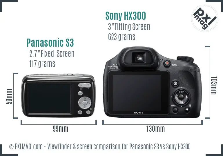 Panasonic S3 vs Sony HX300 Screen and Viewfinder comparison