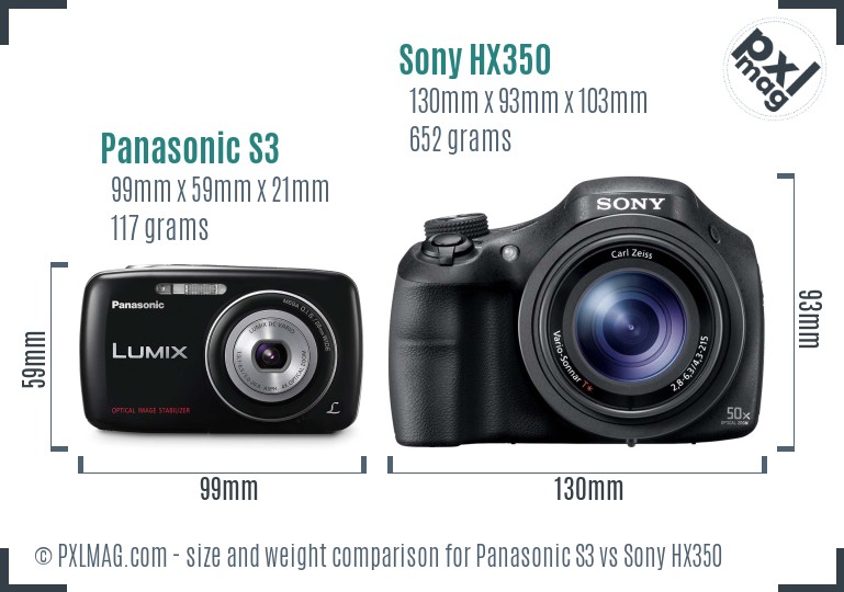 Panasonic S3 vs Sony HX350 size comparison