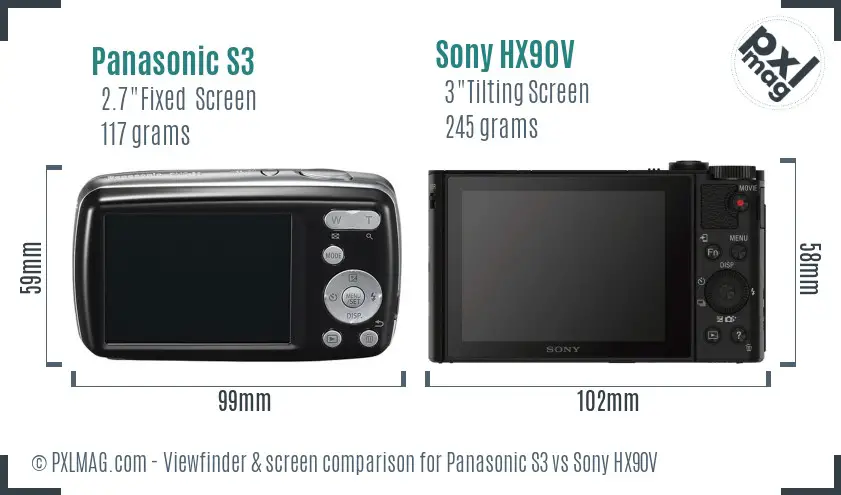 Panasonic S3 vs Sony HX90V Screen and Viewfinder comparison