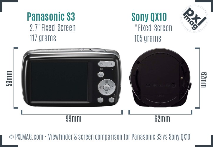 Panasonic S3 vs Sony QX10 Screen and Viewfinder comparison