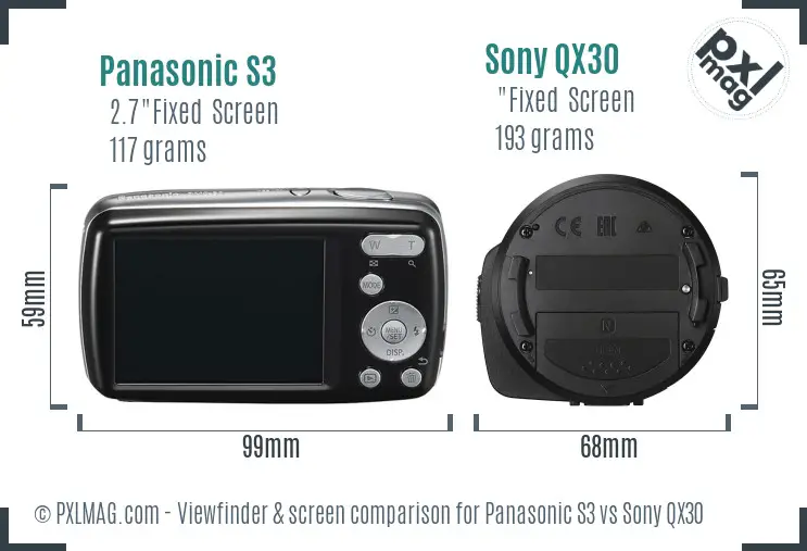 Panasonic S3 vs Sony QX30 Screen and Viewfinder comparison
