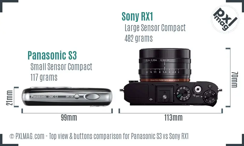 Panasonic S3 vs Sony RX1 top view buttons comparison