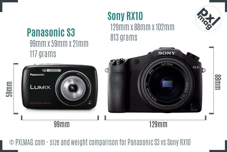 Panasonic S3 vs Sony RX10 size comparison