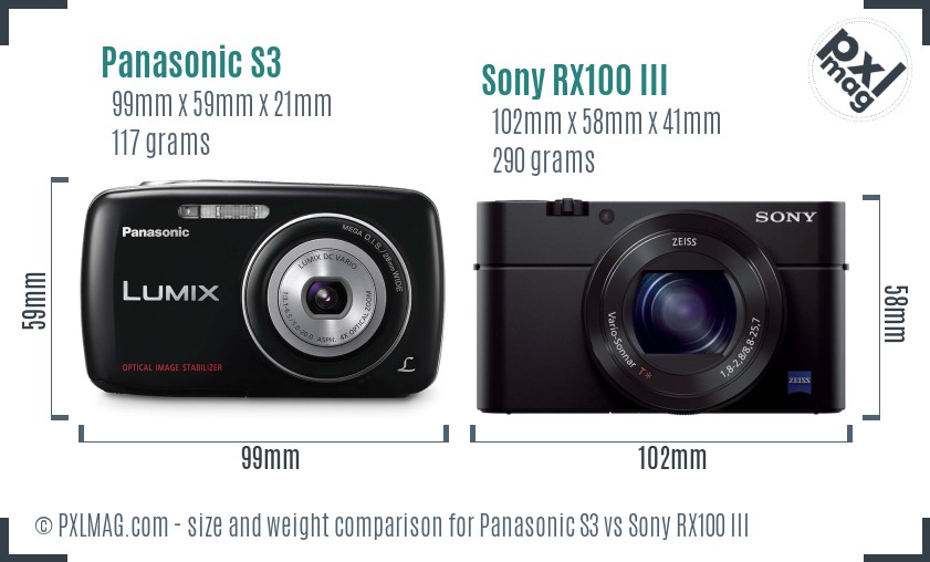 Panasonic S3 vs Sony RX100 III size comparison