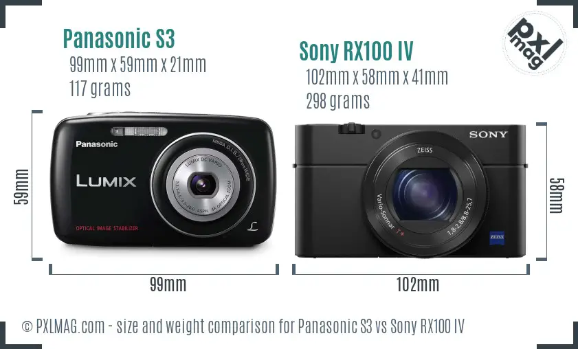 Panasonic S3 vs Sony RX100 IV size comparison