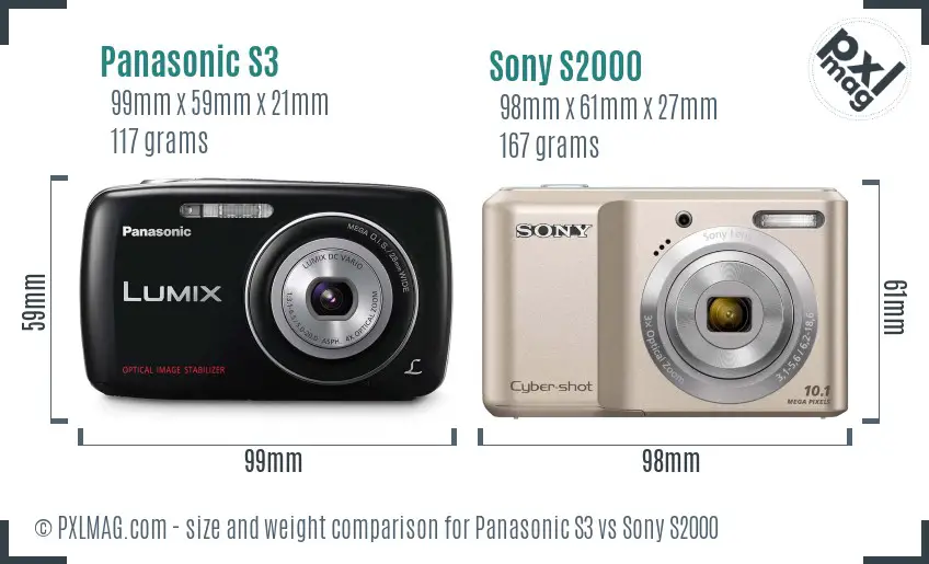 Panasonic S3 vs Sony S2000 size comparison Panasonic S3 vs Sony S2000 size comparison