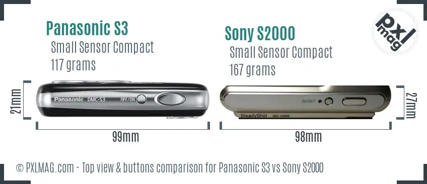Panasonic S3 vs Sony S2000 top view buttons comparison Panasonic S3 vs Sony S2000 top view buttons comparison