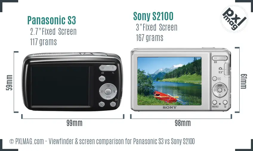 Panasonic S3 vs Sony S2100 Screen and Viewfinder comparison