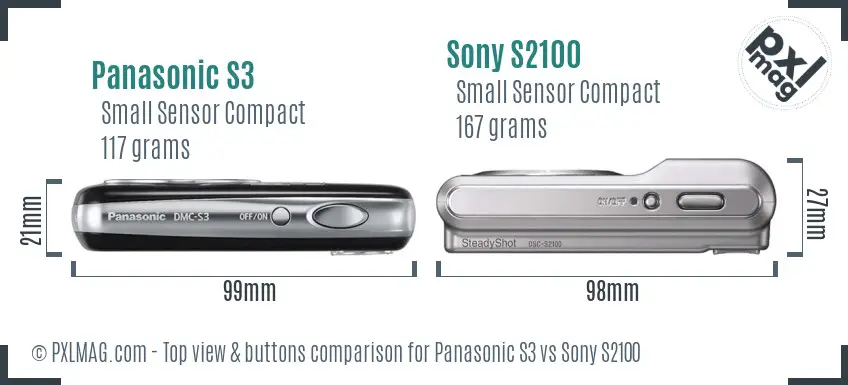 Panasonic S3 vs Sony S2100 top view buttons comparison