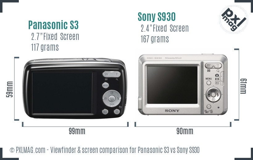 Panasonic S3 vs Sony S930 Screen and Viewfinder comparison