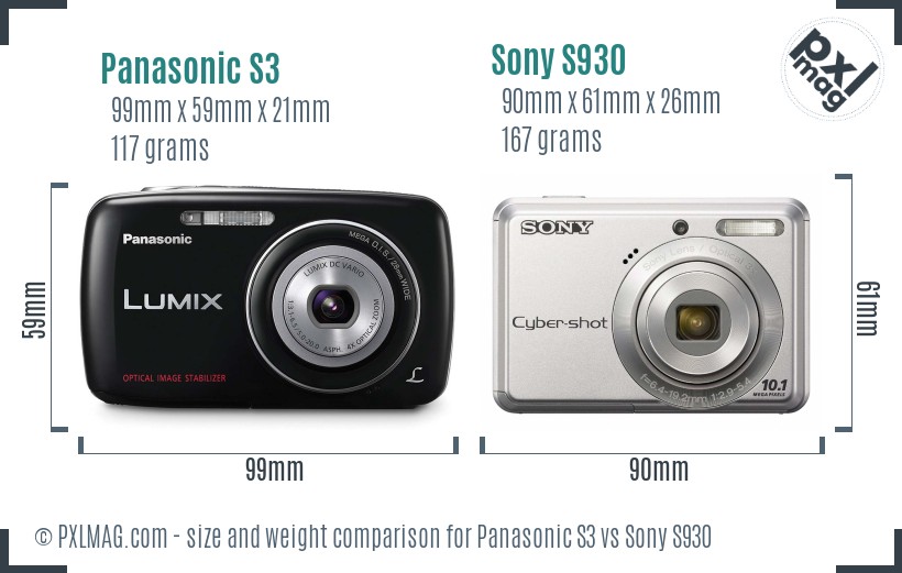 Panasonic S3 vs Sony S930 size comparison