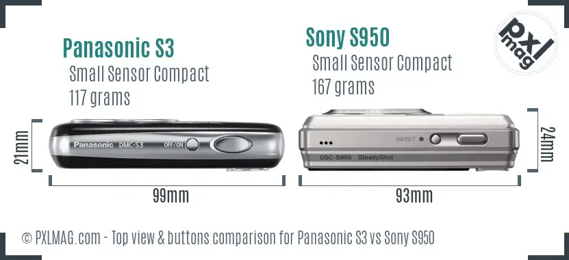 Panasonic S3 vs Sony S950 top view buttons comparison Panasonic S3 vs Sony S950 top view buttons comparison
