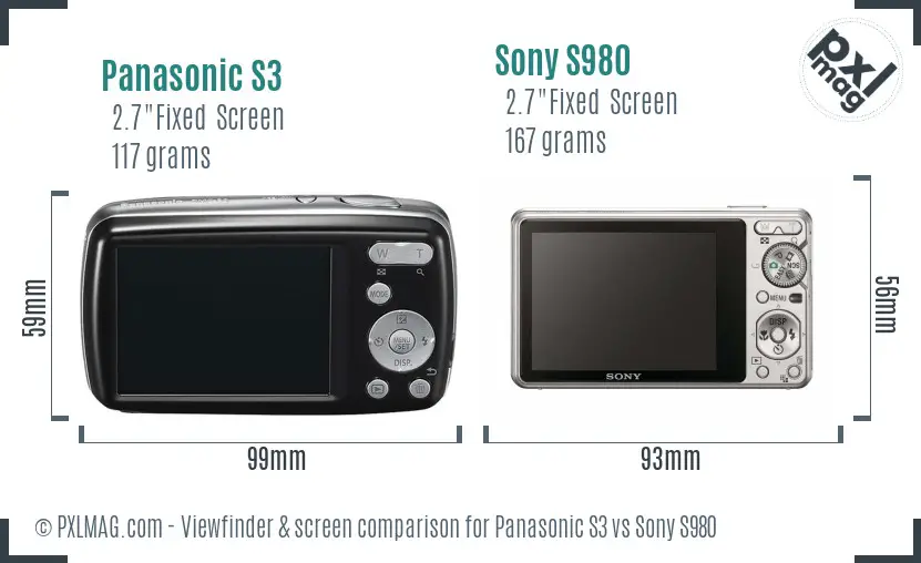 Panasonic S3 vs Sony S980 Screen and Viewfinder comparison