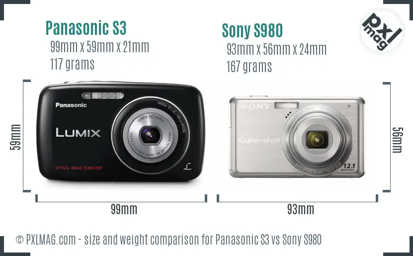 Panasonic S3 vs Sony S980 size comparison