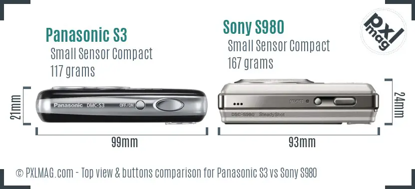 Panasonic S3 vs Sony S980 top view buttons comparison