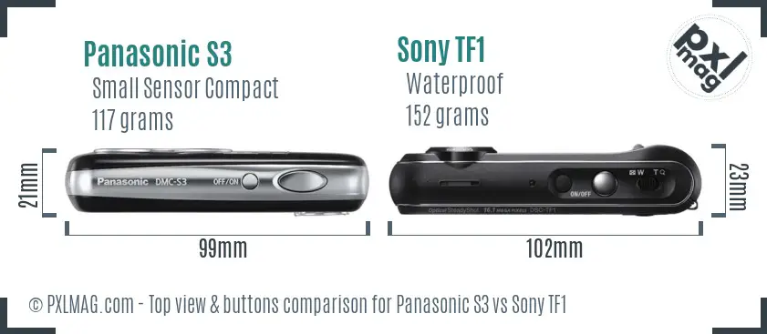 Panasonic S3 vs Sony TF1 top view buttons comparison Panasonic S3 vs Sony TF1 top view buttons comparison