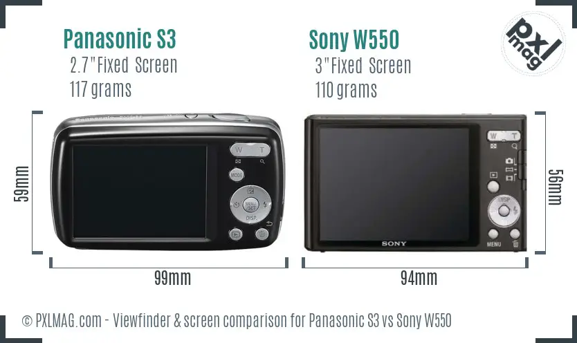 Panasonic S3 vs Sony W550 Screen and Viewfinder comparison Panasonic S3 vs Sony W550 Screen and Viewfinder comparison