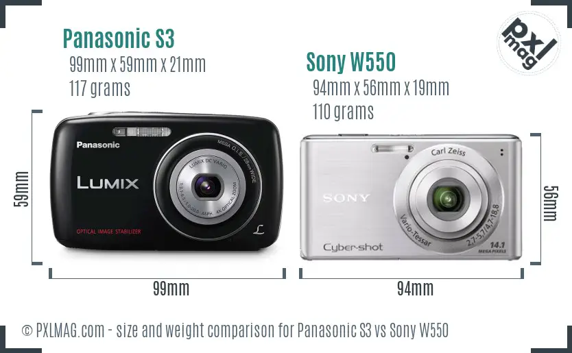 Panasonic S3 vs Sony W550 size comparison Panasonic S3 vs Sony W550 size comparison