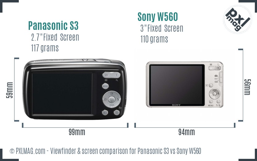 Panasonic S3 vs Sony W560 Screen and Viewfinder comparison