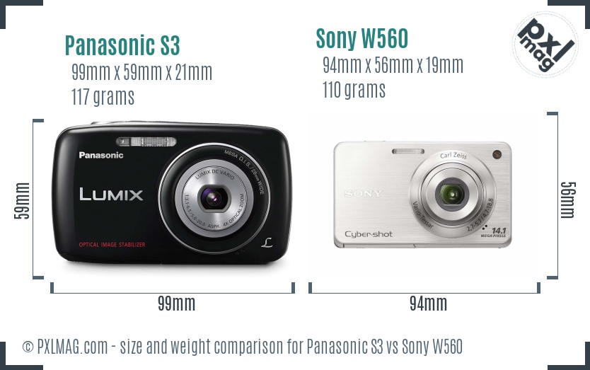 Panasonic S3 vs Sony W560 size comparison Panasonic S3 vs Sony W560 size comparison