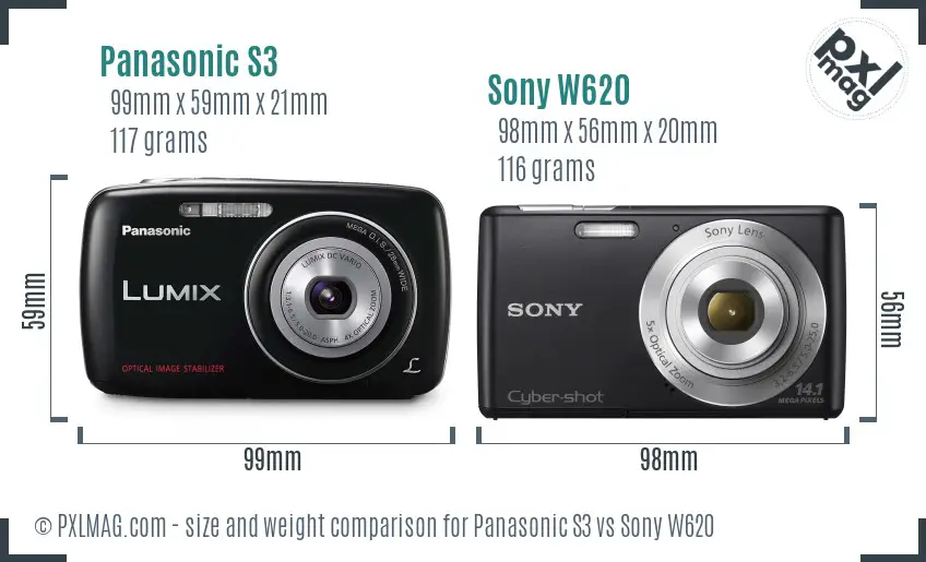 Panasonic S3 vs Sony W620 size comparison Panasonic S3 vs Sony W620 size comparison