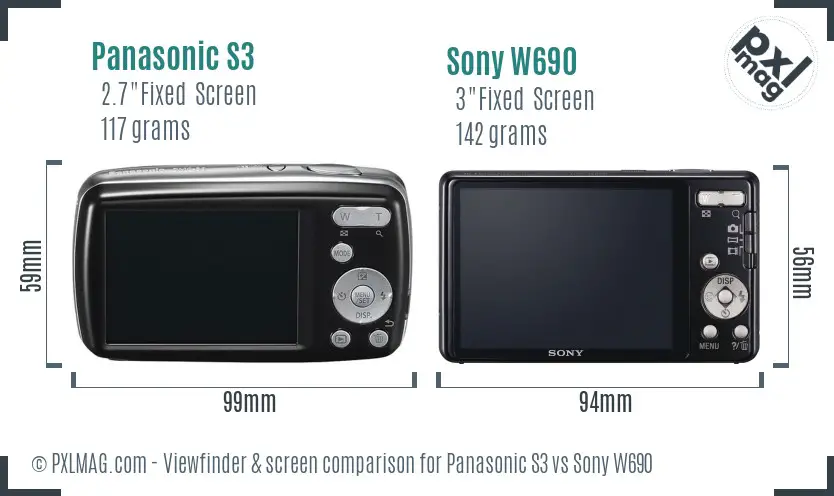 Panasonic S3 vs Sony W690 Screen and Viewfinder comparison