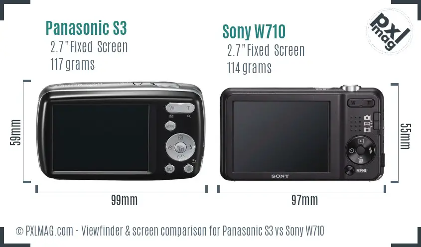 Panasonic S3 vs Sony W710 Screen and Viewfinder comparison