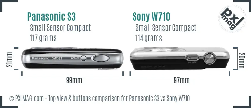 Panasonic S3 vs Sony W710 top view buttons comparison