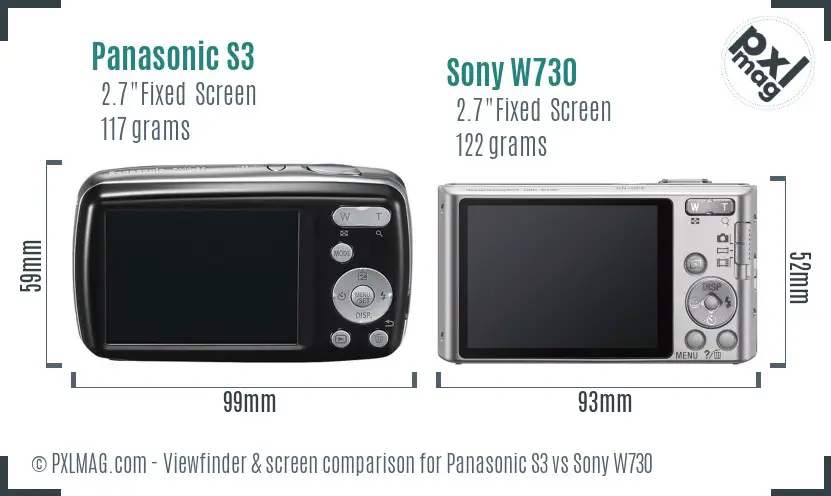 Panasonic S3 vs Sony W730 Screen and Viewfinder comparison